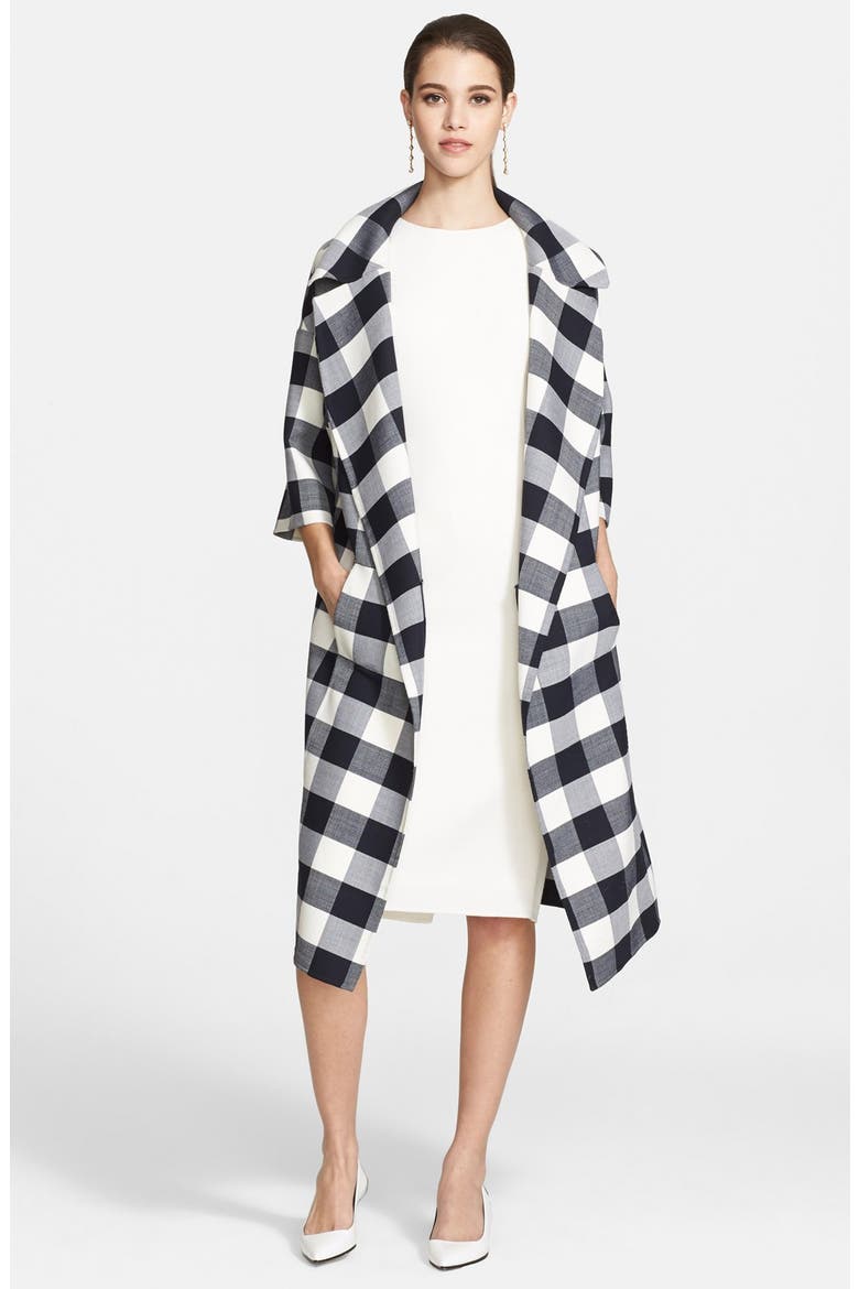 Buffalo Check Long Coat, Alternate, color, NAVY