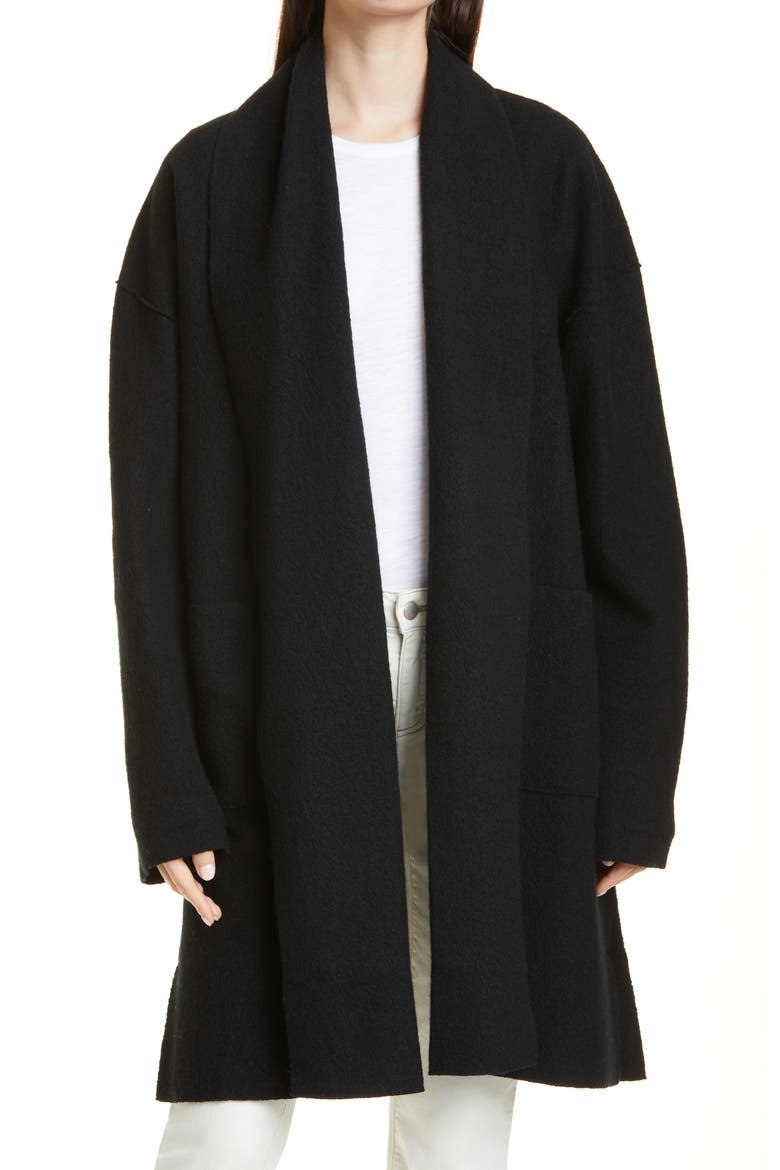Open Front Boiled Wool Jacket, Main, color, BLACK