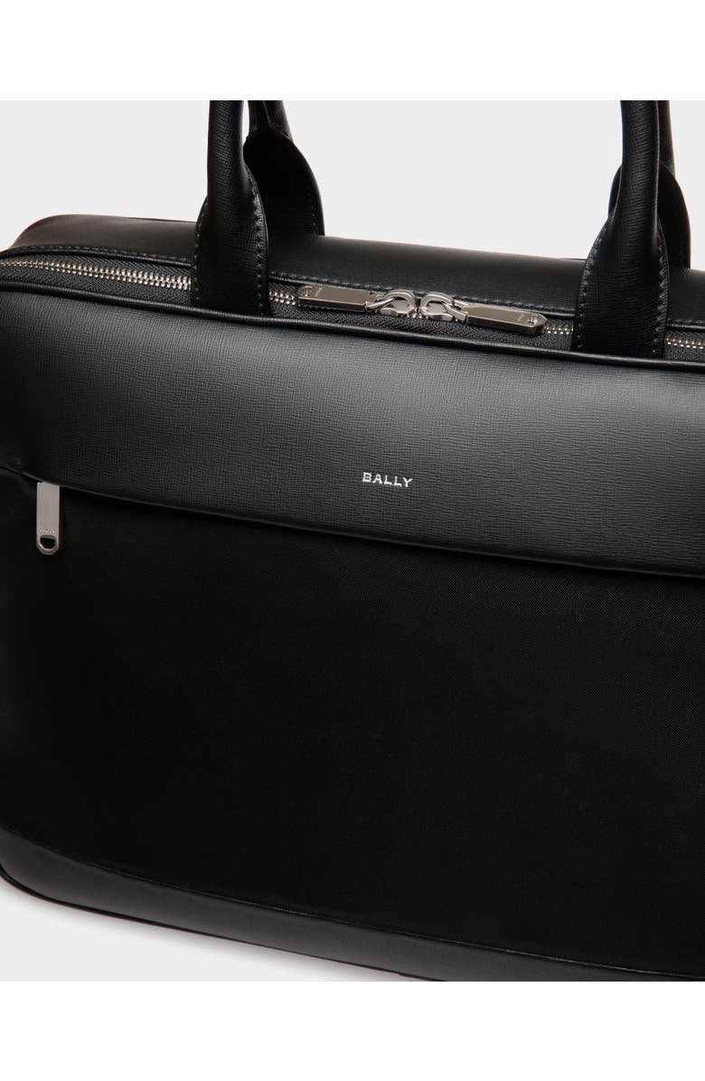 Bally Vogel Briefcase in Nylon and Recycled Leather, Alternate, color, Black