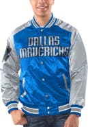 STARTER Men's Starter Blue/Silver Dallas Mavericks Renegade Satin Full-Snap Varsity Jacket