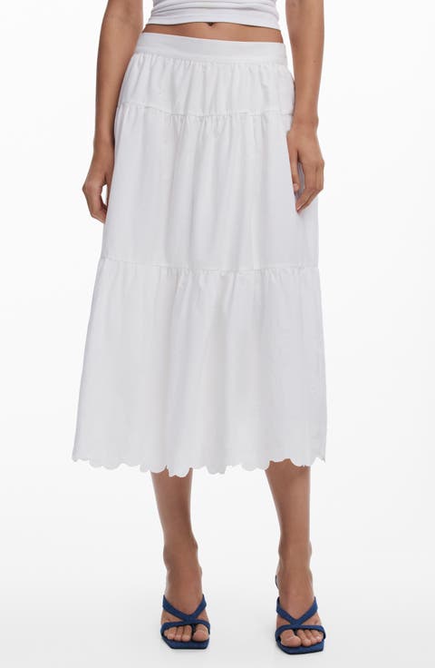 Embroidered Cotton Midi Skirt