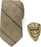 Cufflinks, Inc. I Am Groot Silk Blend Tie & Lapel Pin Gift Set