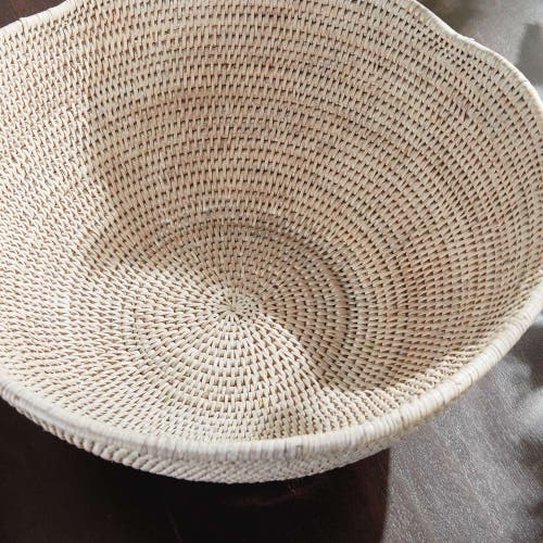 Napa Home & Garden Burma Rattan Scalloped Edge Bowl Large In White
