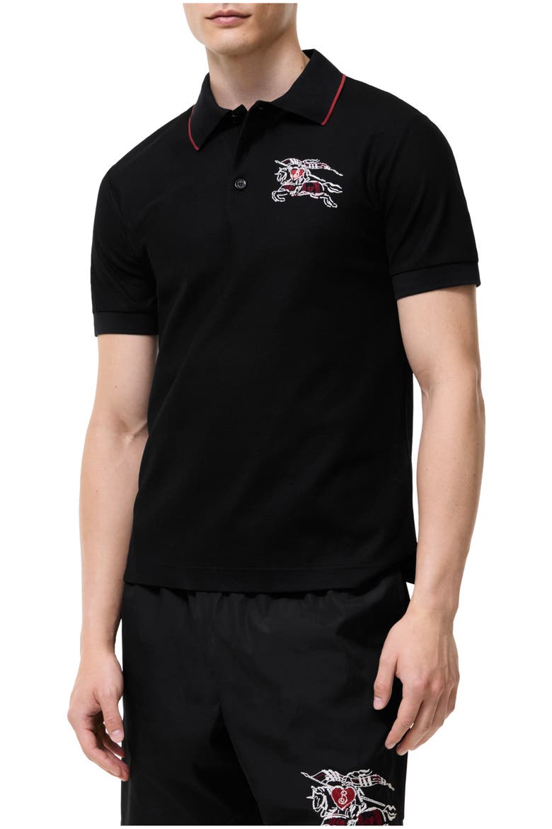 Heart Knight Cotton Polo Shirt, Main, color, Black