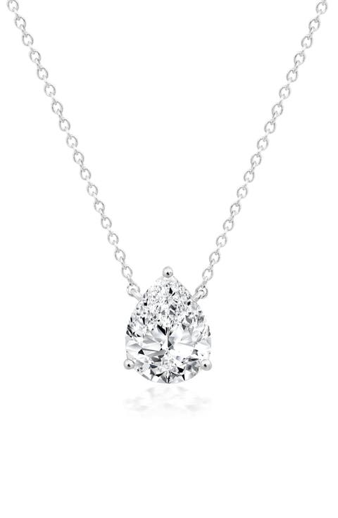 Solitaire Pear Pendant Necklace
