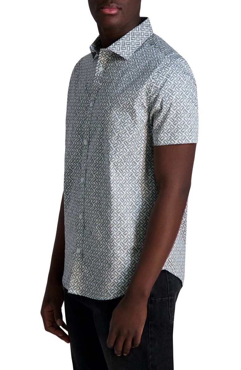 KARL LAGERFELD PARIS Logo Print Short Sleeve Shirt, Alternate, color, Black/ White