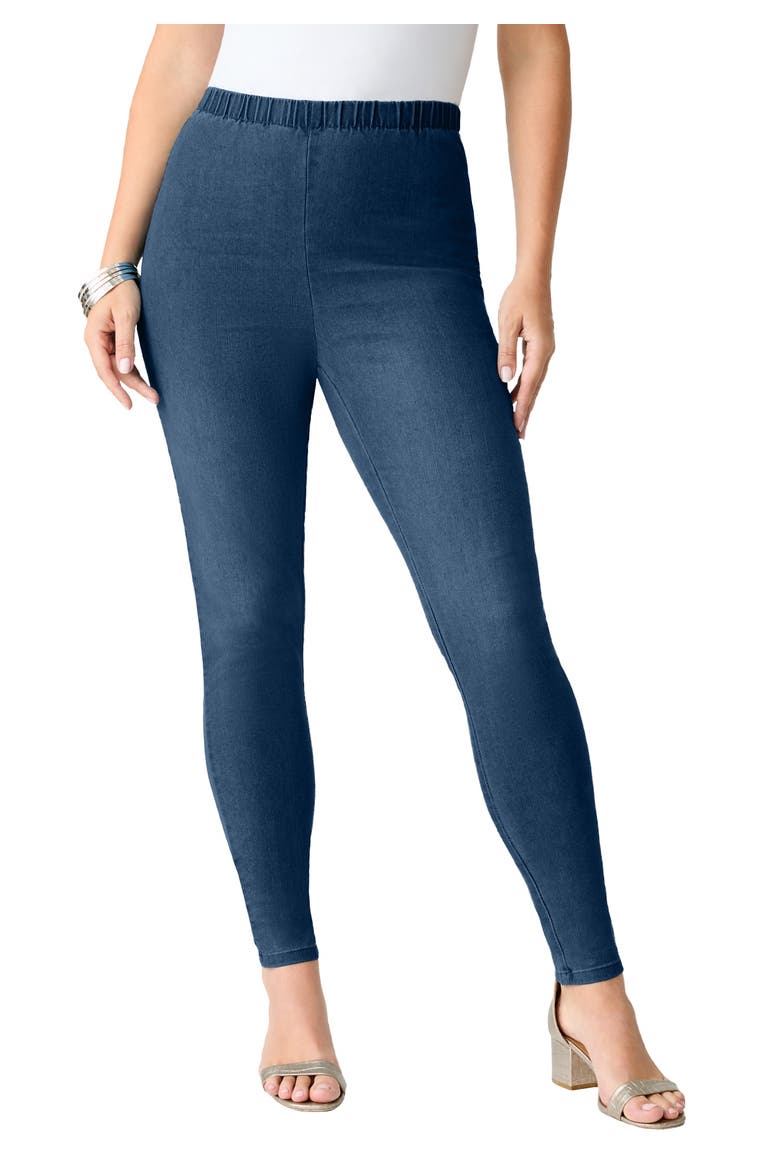 Plus Size Comfort Stretch Slim Leg Jean, Main, color, MEDIUM STONEWASH SANDED