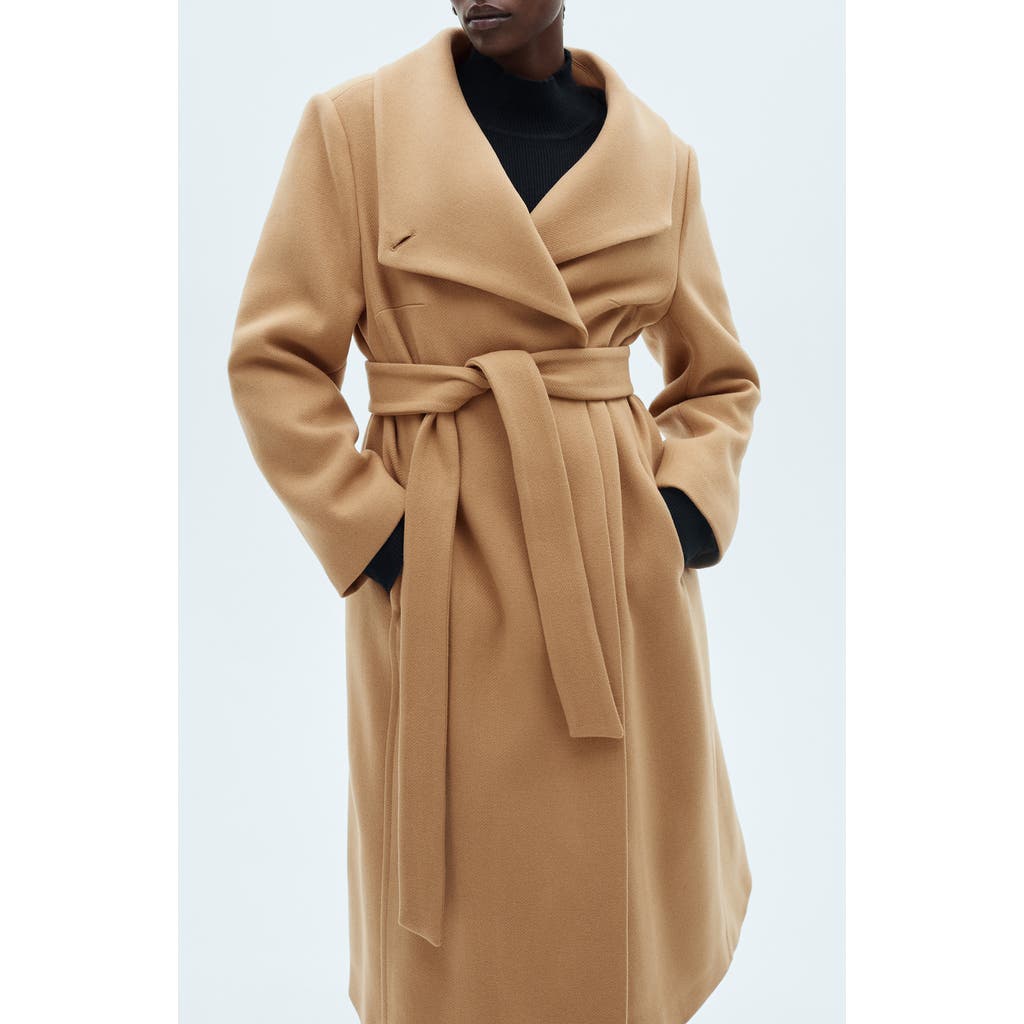 Shop Mango Wool Blend Coat In Medium Brown
