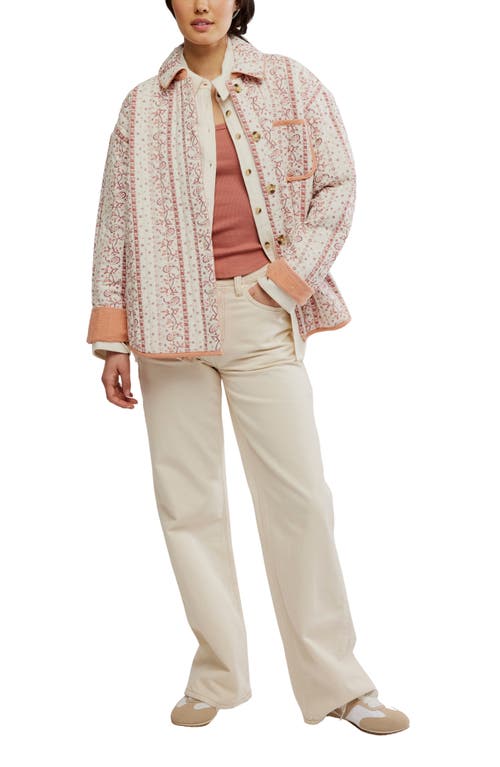 Free People Alexie Print Boxy Quilted Jacket In White