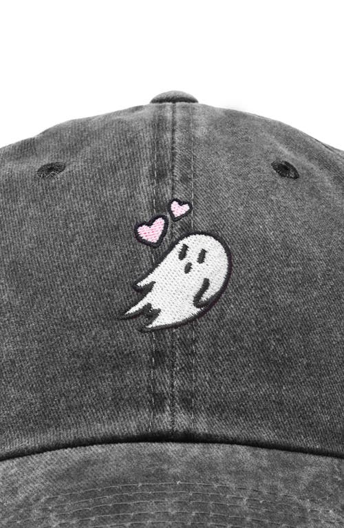Dalix Heartly Ghost Embroidered Cap In Washed Black