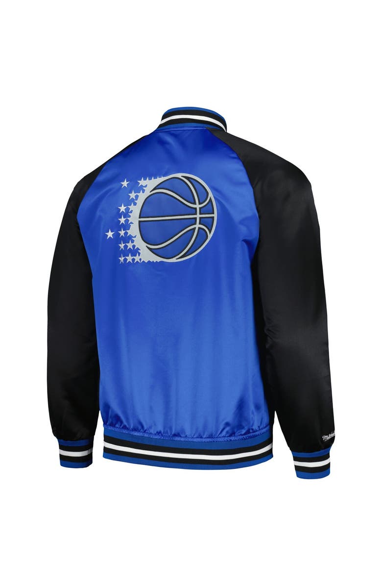Mitchell & Ness Men's Mitchell & Ness Blue Orlando Magic Double Clutch Satin Raglan Full-Snap Jacket, Alternate, color,