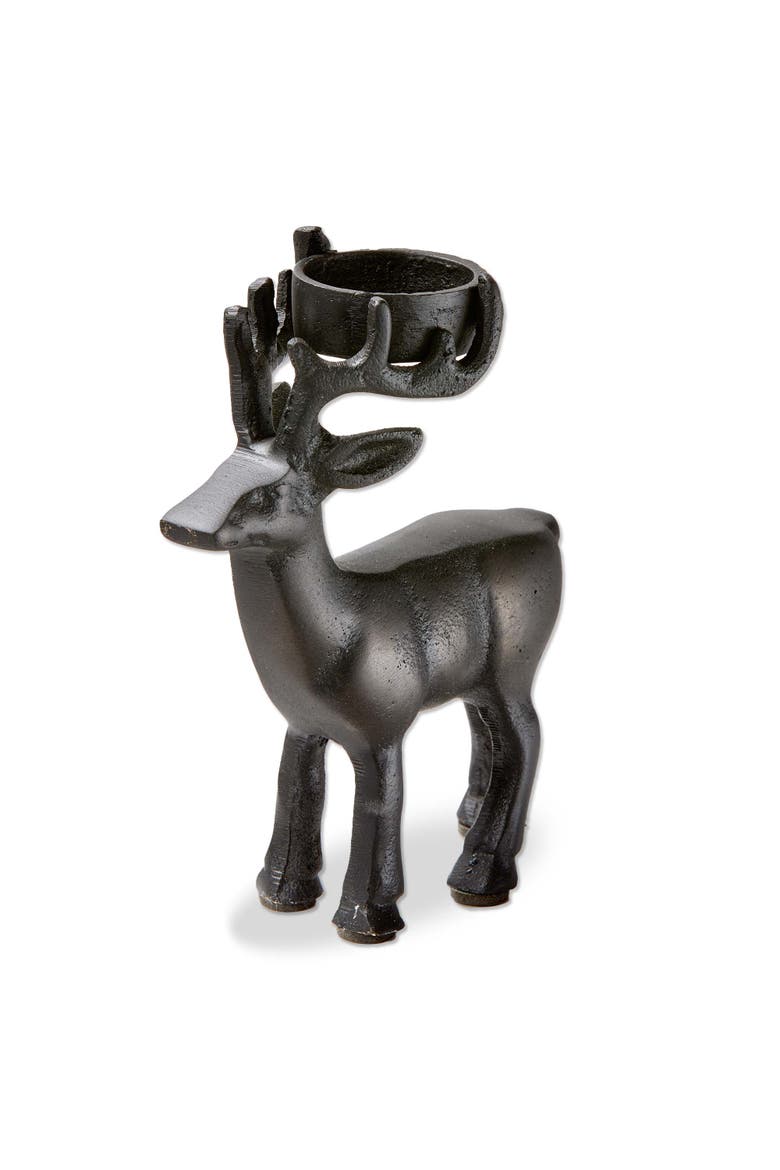 Deer Tealight Holder Black Aluminum Candle Holder for Candles, Main, color, Black