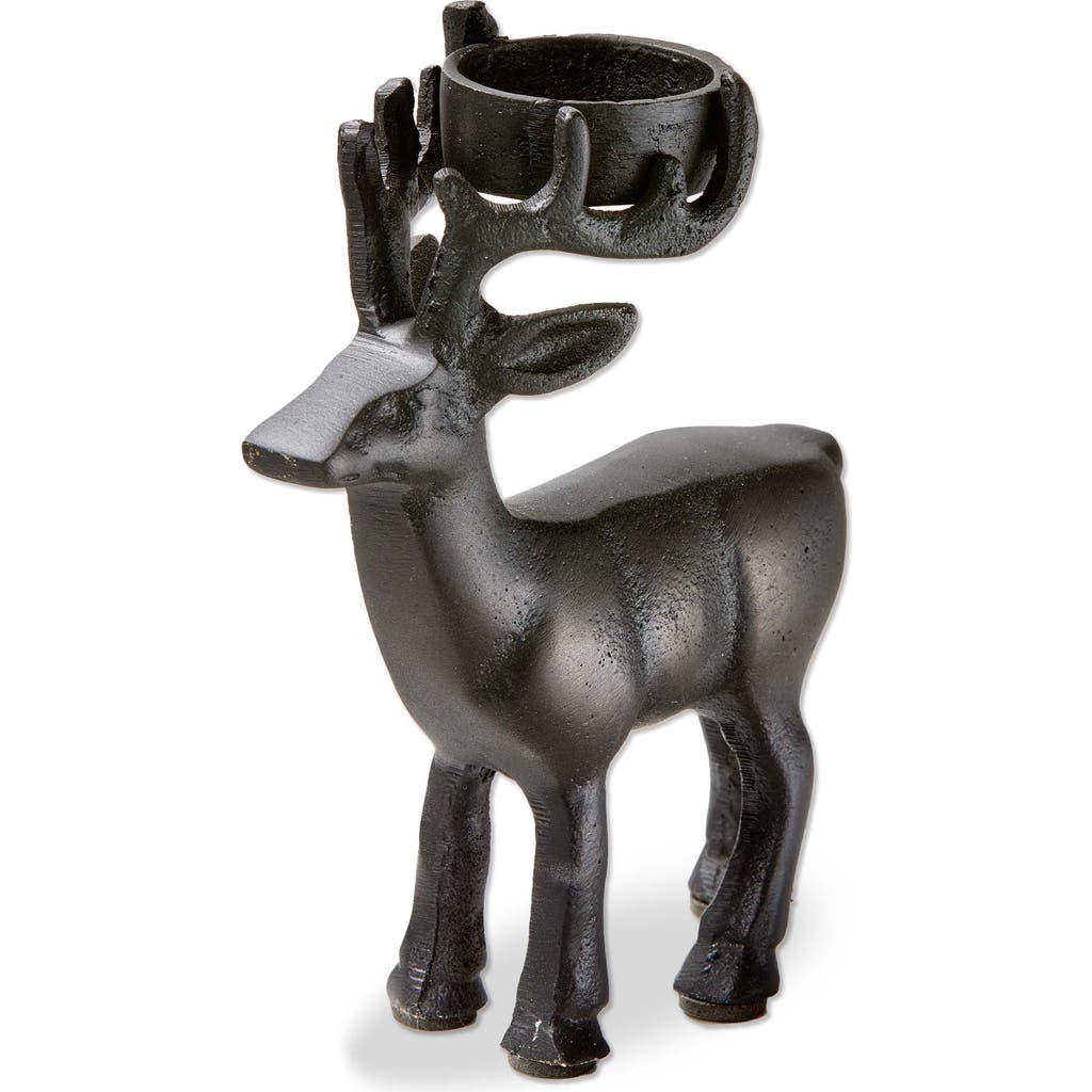 Tag Deer Tealight Holder Black Aluminum Candle Holder For Candles In Black