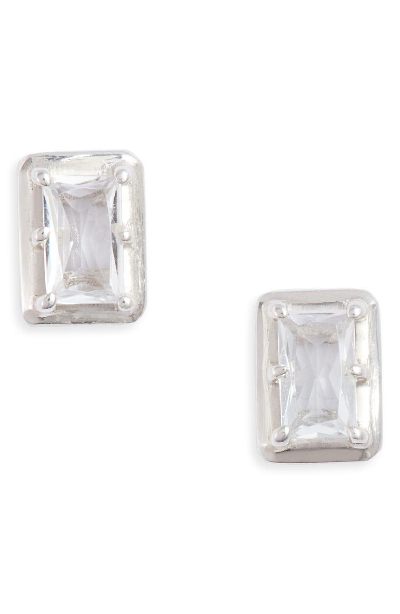 Anzie White Topaz Baguette Stud Earrings, Main, color, 