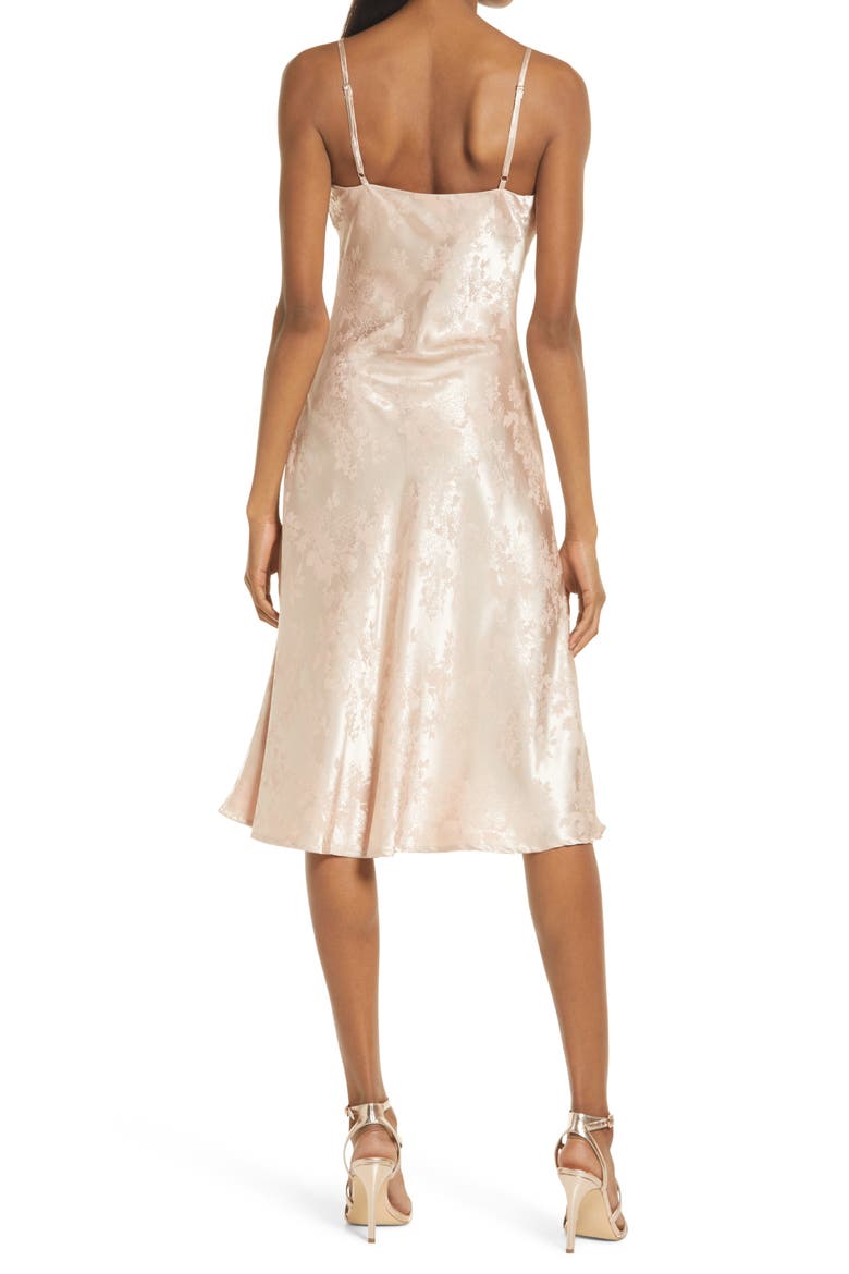 Calla Love Floral Jacquard Satin Slipdress, Alternate, color, CHAMPAGNE