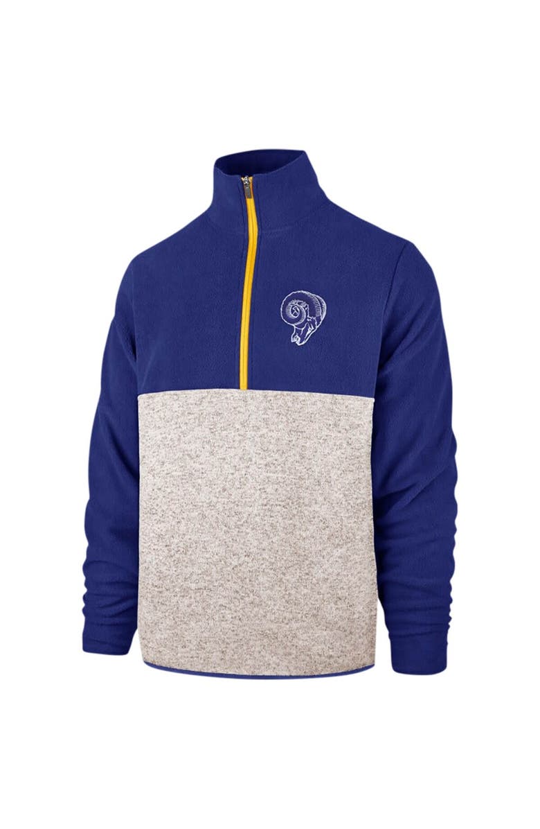 '47 Men's '47 Royal/Cream Los Angeles Rams Colorblock Kodiak Half-Zip Jacket, Alternate, color, Royal