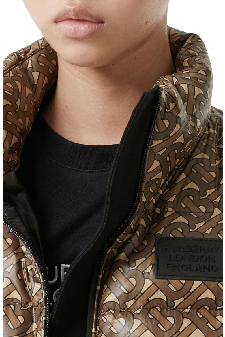 TB Monogram Print Pentland Down Puffer Jacket, Alternate, color, BRIDLE BROWN