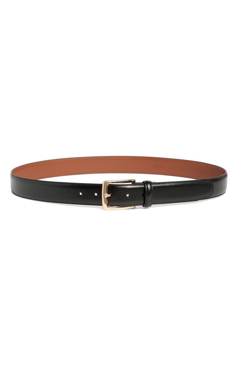 Johnston & Murphy Leather Belt, Main, color, Black