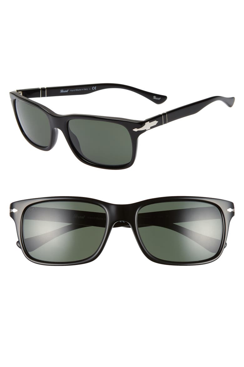 58mm Rectangular Sunglasses, Main, color, BLACK SOLID
