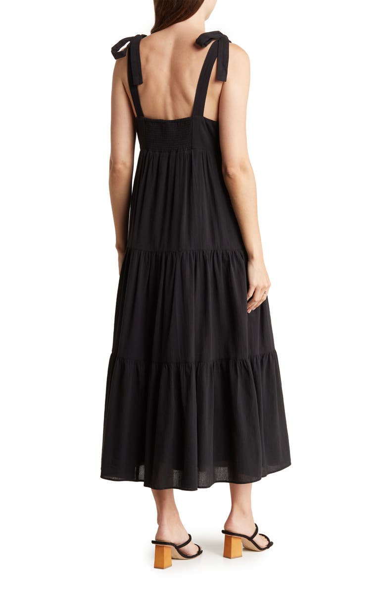 Madewell Tie Strap Tiered Midi Dress, Alternate, color, 