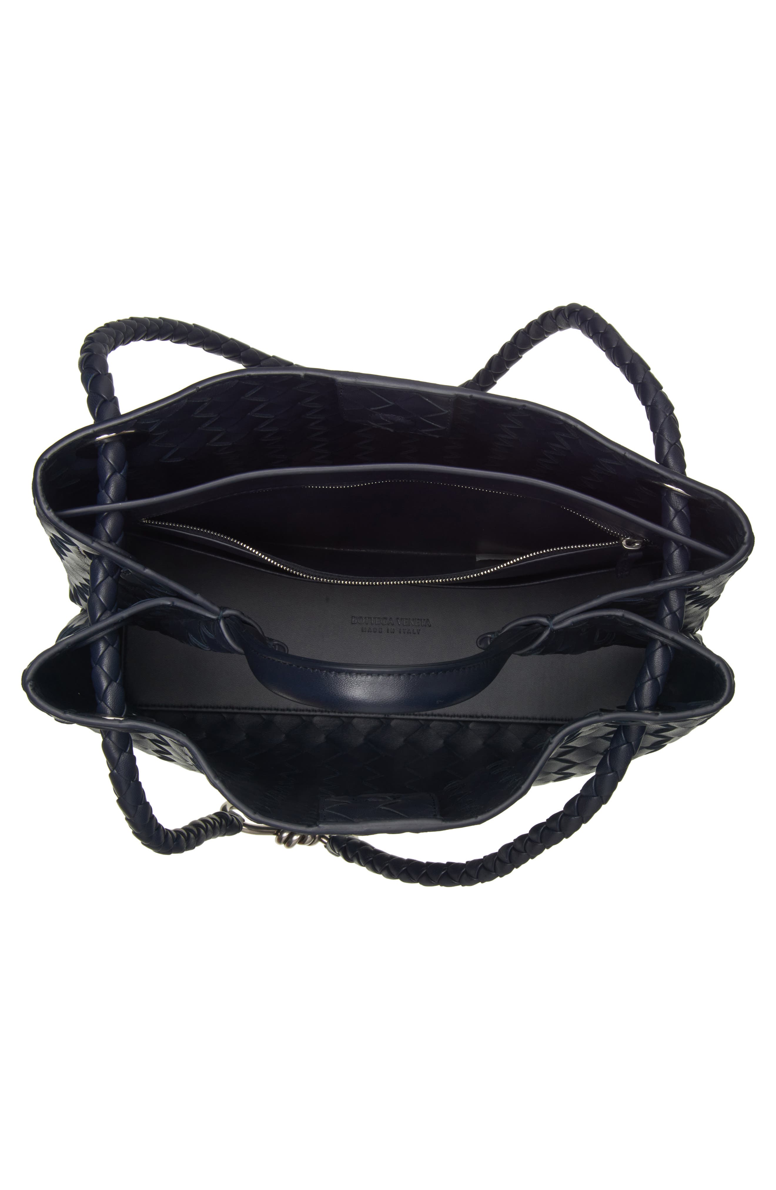 Medium Andiamo Intrecciato Shoulder Bag, Alternate, color, BLACK/VINTAGE SILVER/BLACK