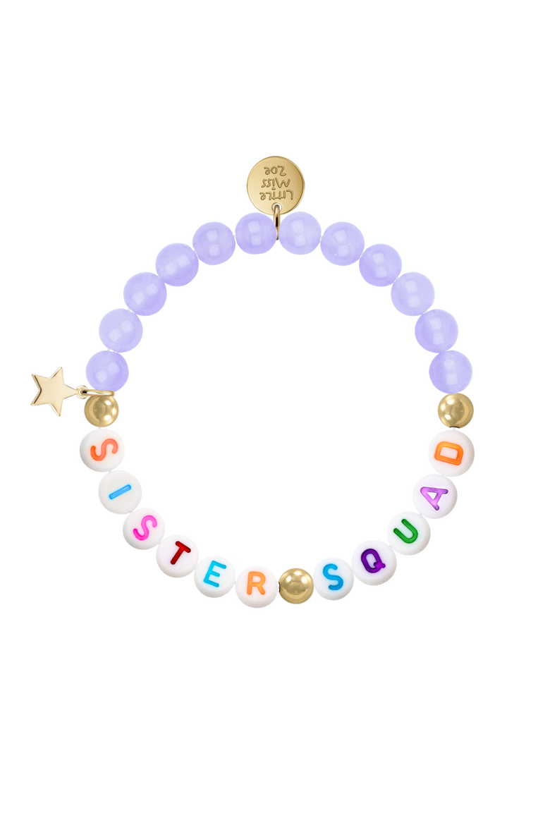 Semi-Precious Gemstone Sister Squad Bracelet in Gift Pouch, Main, color, Soft Lavender