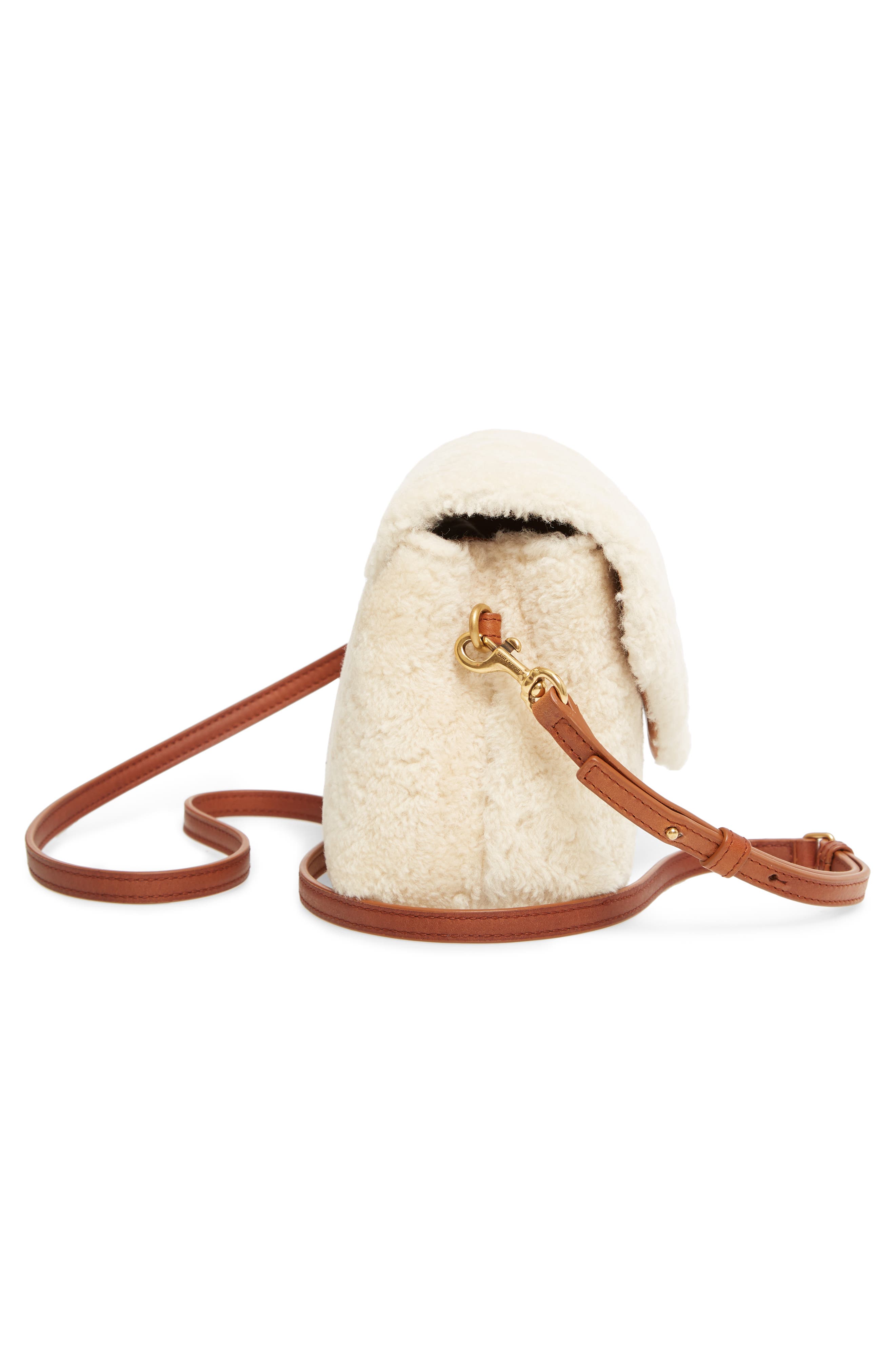 Saint Laurent Small Loulou Genuine Shearling Crossbody Bag, Alternate, color, 