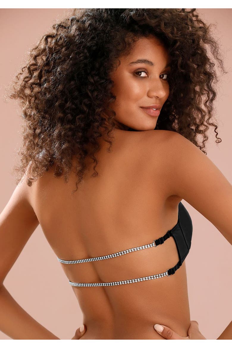Women's Rhinestone Push Up Bra, Alternate, color, Black