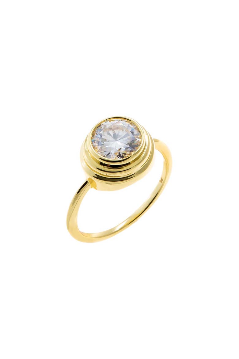 Moissanite Double Bezel Round Ring, Main, color, Gold