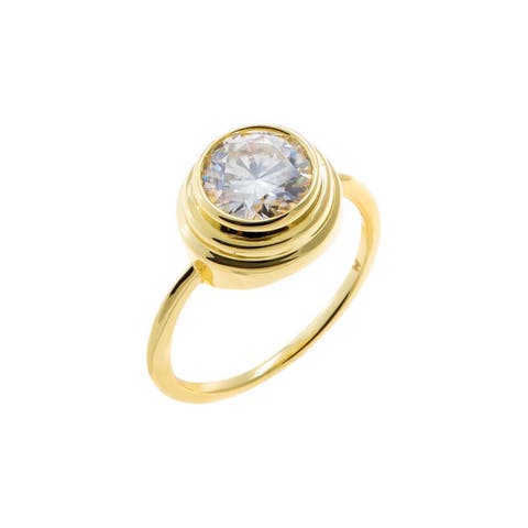 Moissanite Double Bezel Round Ring
