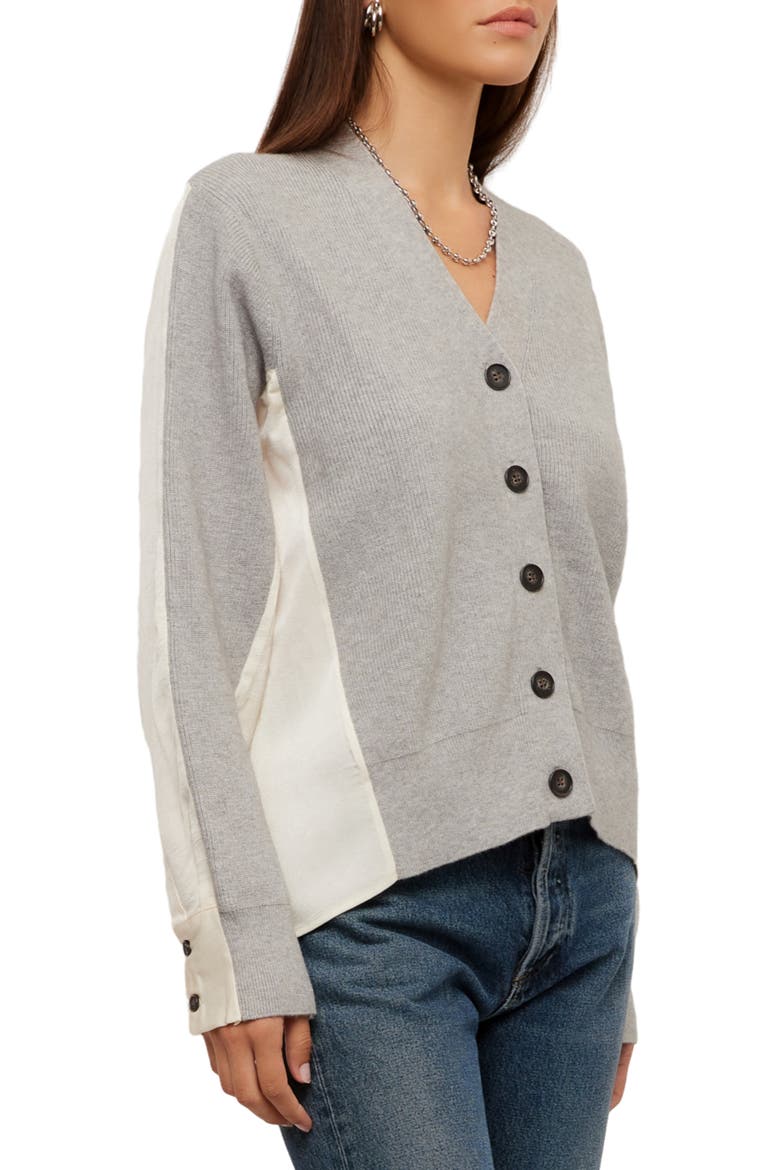 Celine Mixed Media Cardigan, Alternate, color, LIGHT HEATHER GRAY