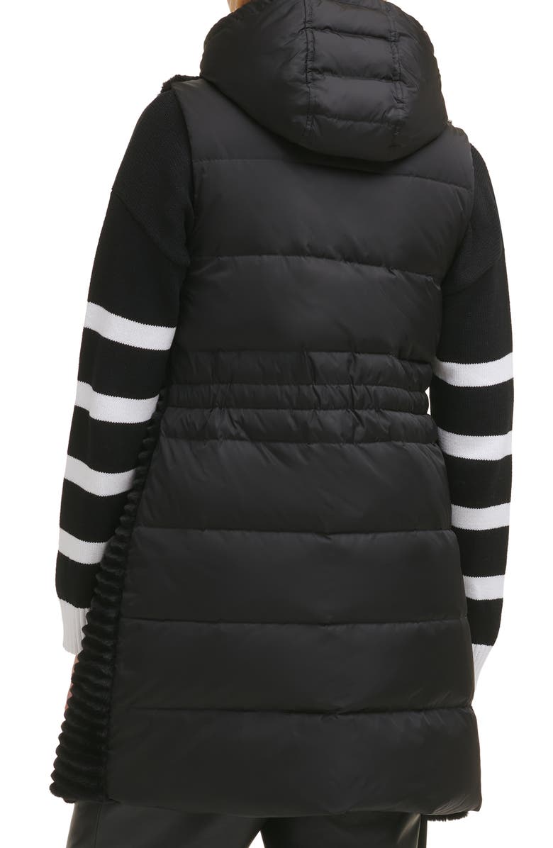 KARL LAGERFELD PARIS Ribbed Faux Fur Hooded Vest, Alternate, color,