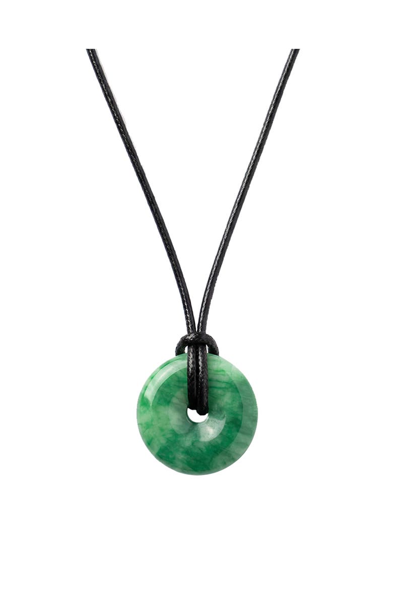 Medallion Green jade cord necklace, Main, color, Bright green