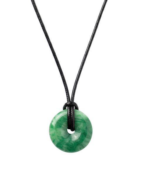Medallion Green jade cord necklace