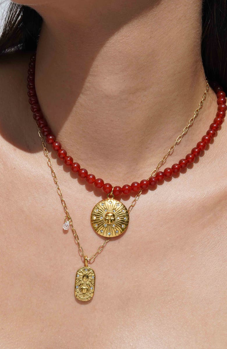 KOZAKH Red Sun Necklace, Alternate, color, Gold