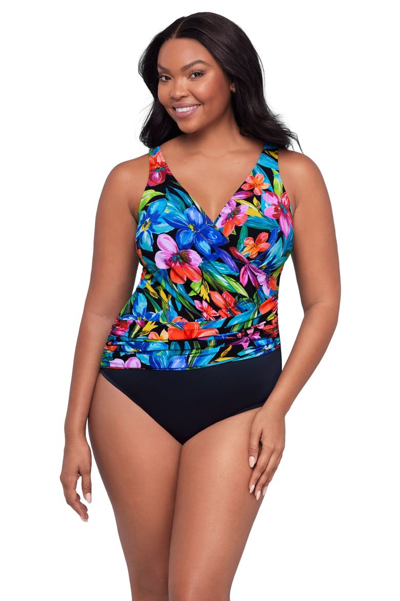 Addison Surplice One-Piece Control Swimsuit, Main, color, Tropical Treasure