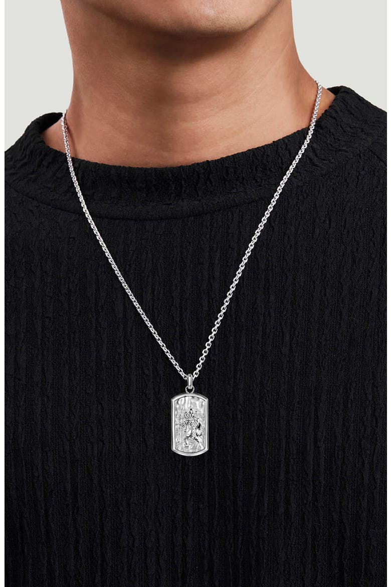 Men's Modern Relics Saint Christopher Medallion Pendant Necklace, Alternate, color, STERLING SILVER