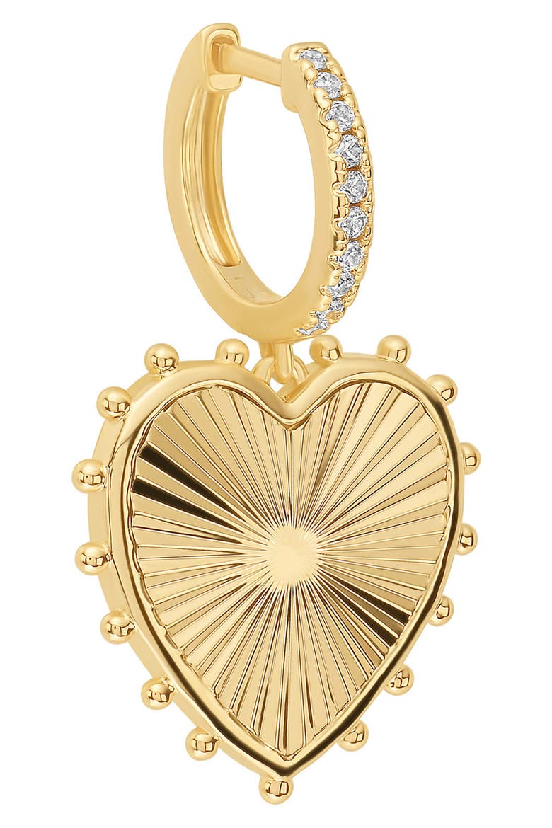 Dolcle Sole Fluted Heart Drop Hoop Earrings, Alternate, color, GOLD