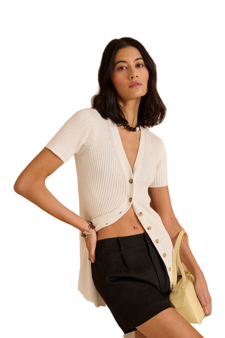 V-Neck Button Front Dress, Alternate, color, White