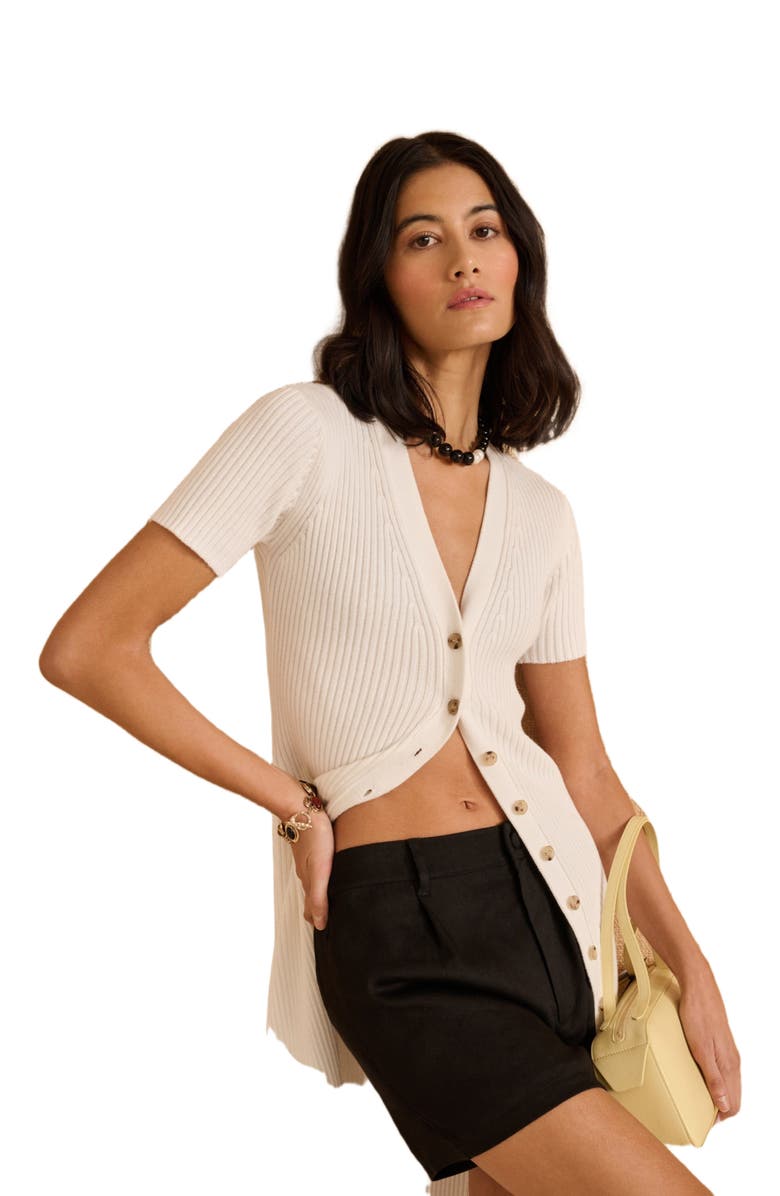 Onia V-Neck Button Front Dress, Alternate, color, White