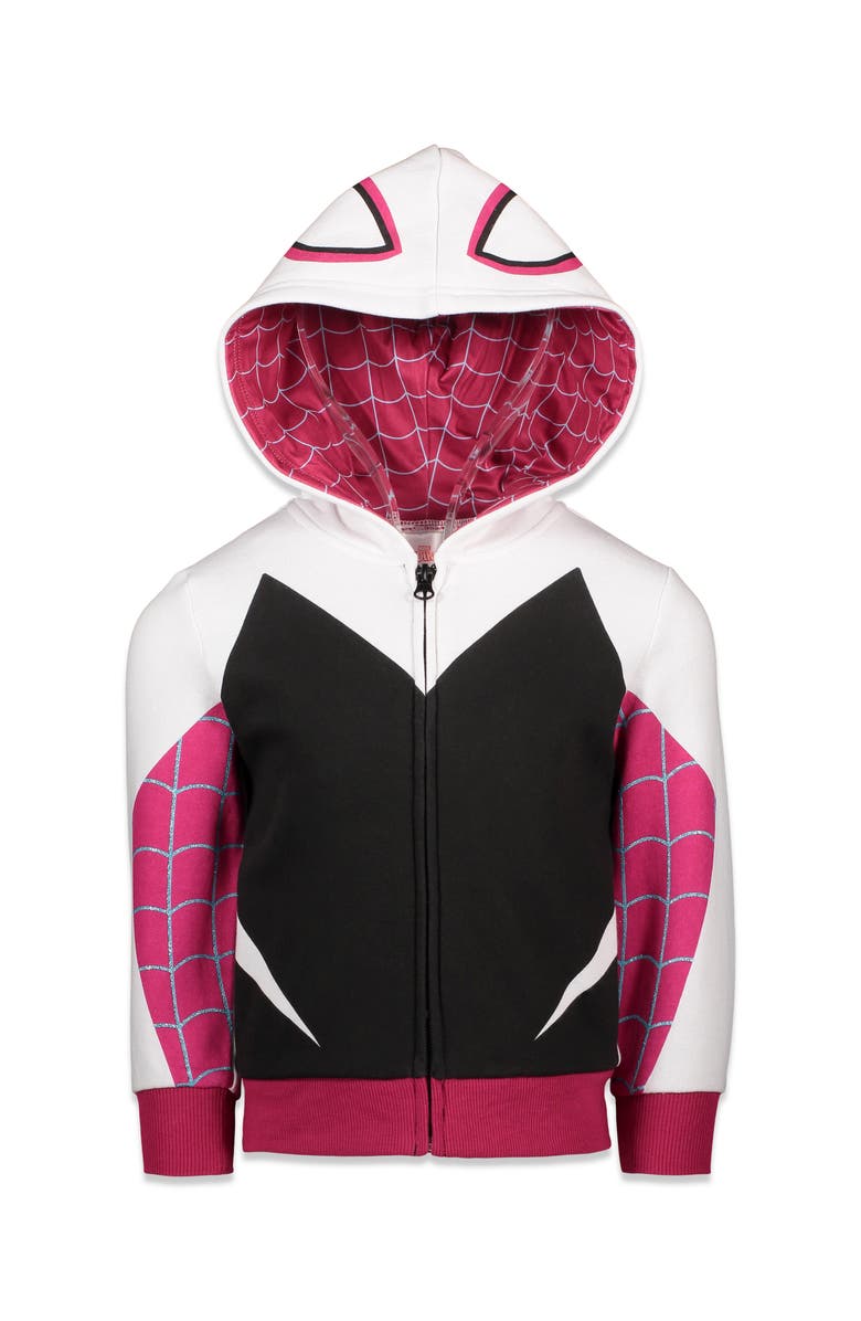 Marvel Spider-Man Cosplay Fleece Zip-Up Hoodie, Main, color, Ghost Spider Pink