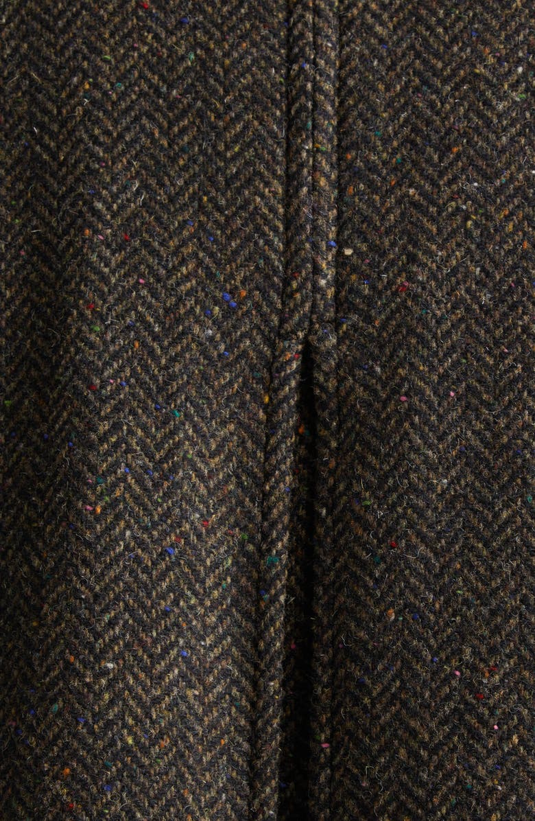 Drake's Wool Herringbone Tweed Overcoat, Alternate, color, Brown