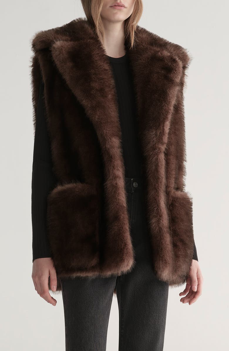 A.L.C. Devon Oversize Faux Fur Vest, Main, color, Mink