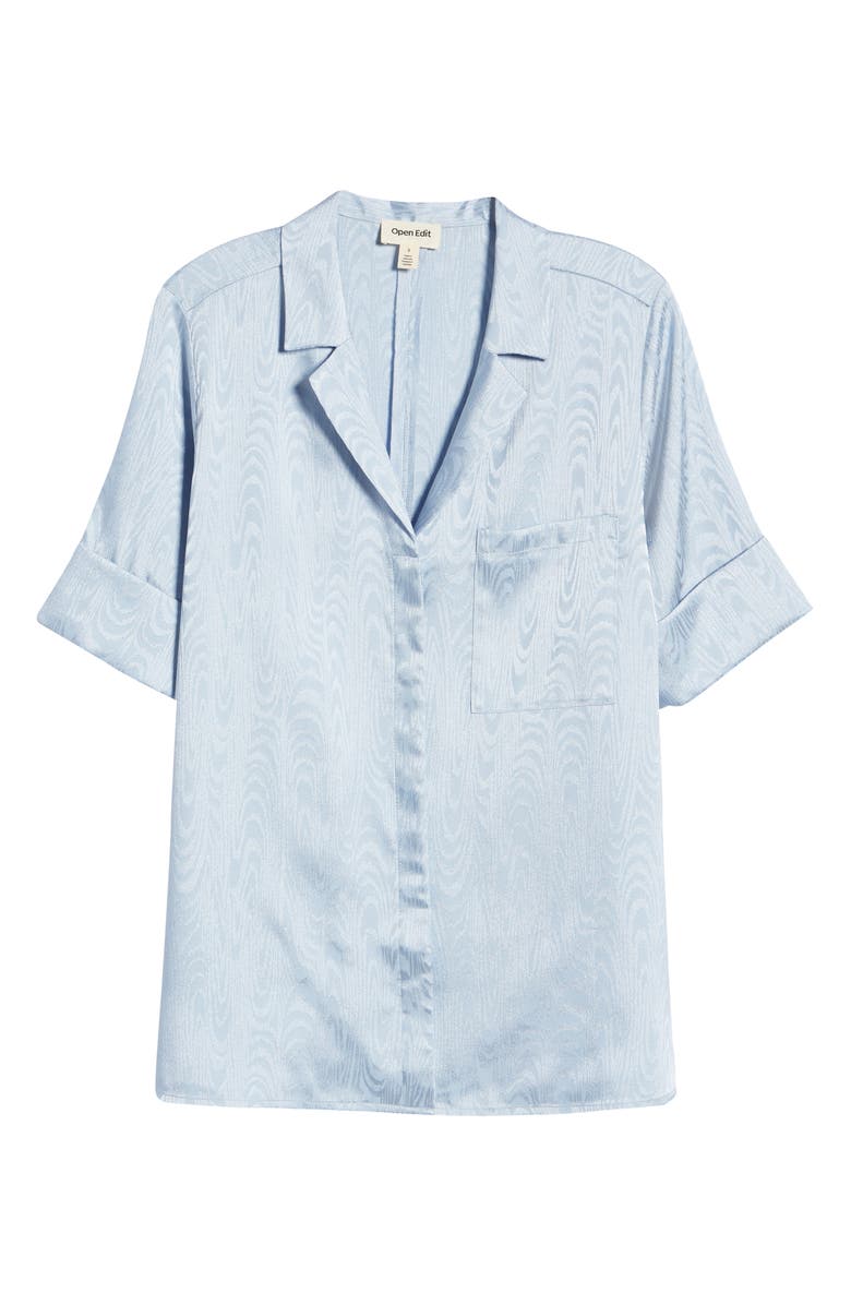 Open Edit Jacquard Satin Button-Up Blouse, Alternate, color, 