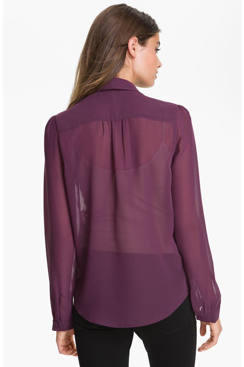 Frenchi® Sheer Chiffon Shirt, Alternate, color, PURPLE-PRUNE