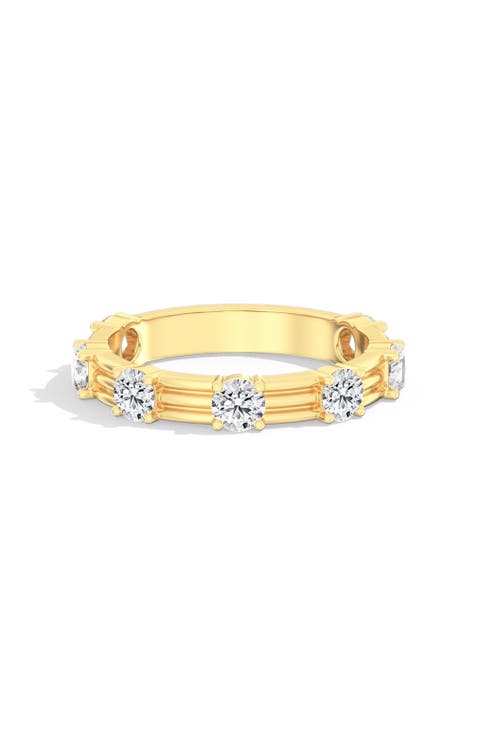 Round Ribbed Gold Lab Diamond Band in 14K