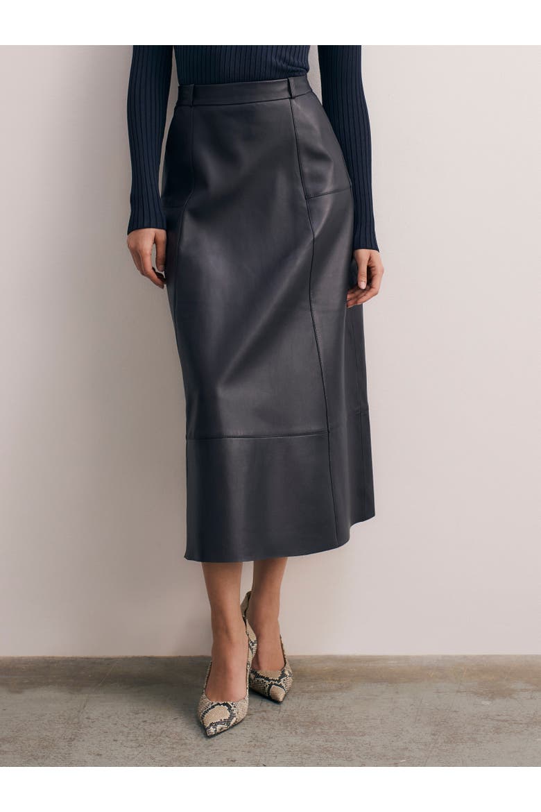 Andalo Leather Skirt, Main, color, Navy