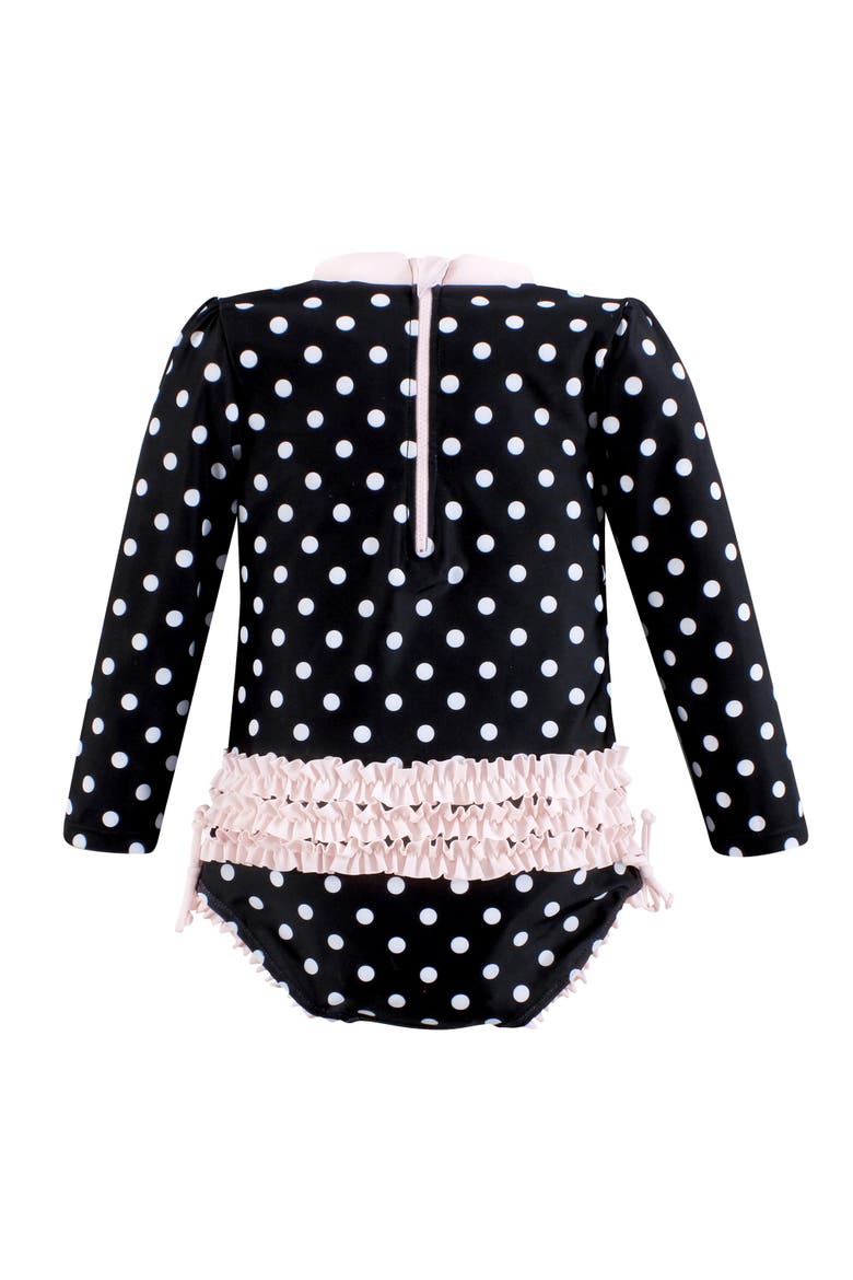 Rashguard Baby And Toddler Swimsuit, Alternate, color, Black Dot Pink
