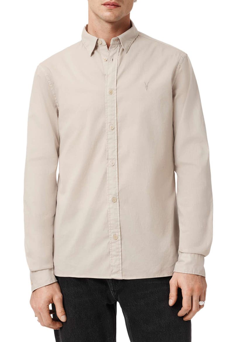 Hawthorne Solid Stretch Cotton Button-Up Shirt, Main, color, DUSK WHITE
