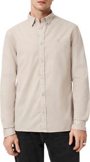 AllSaints Hawthorne Solid Stretch Cotton Button-Up Shirt